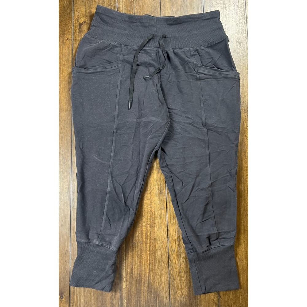 All in Motion Womens XL Black High Rise Cropped Jogger Pants Drawstring Pockets